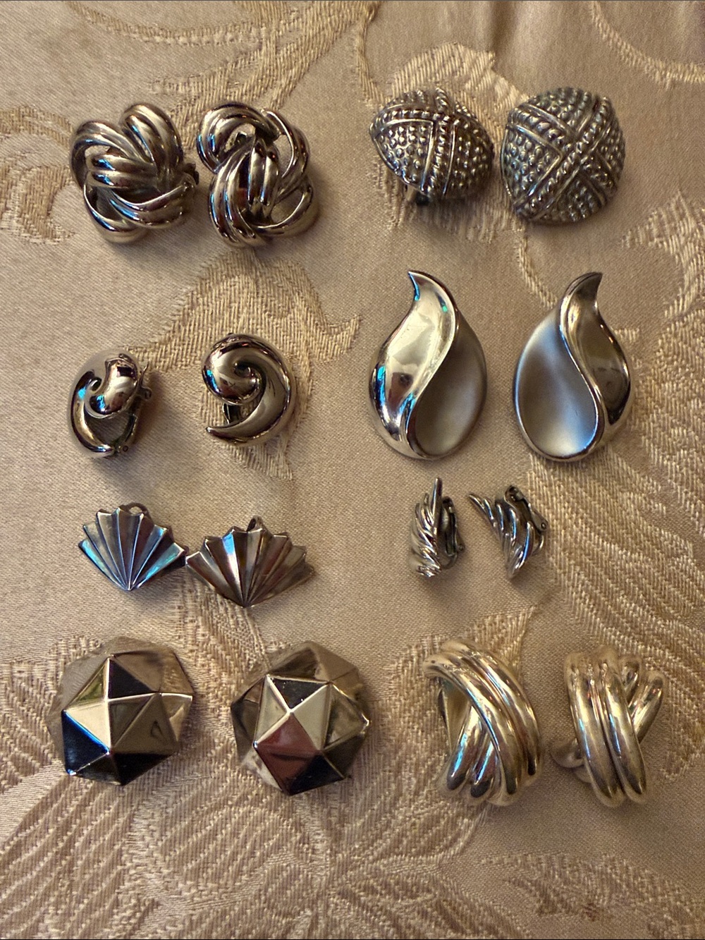 Vintage Silver Tone Earring Lot - 8 Pairs